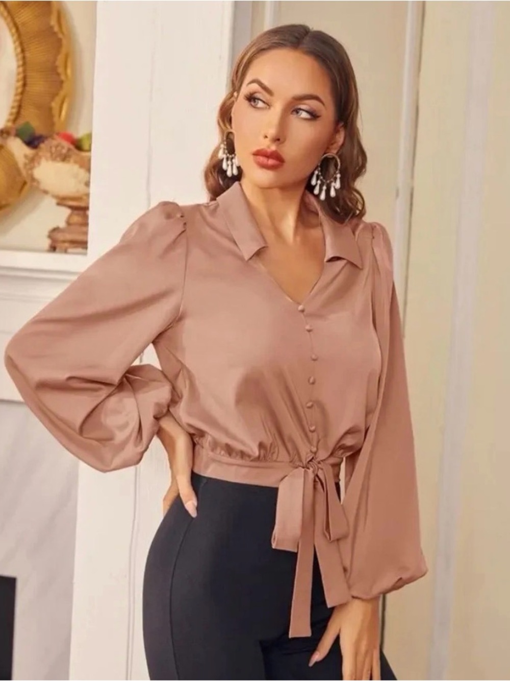 Lantern sleeve blouse